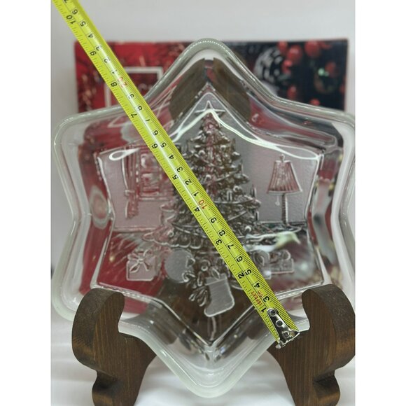 VTG Mikasa Crystal Holiday Classics 9.25” Christmas Star Tree Sweet Dish Frosted - Picture 5 of 6
